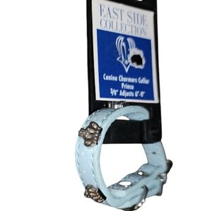 East Side Collection Canine Charmers Prince Dog Collar Blue Adjusts 6"-8" XS NWT